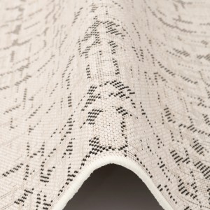 Detailaufnahme: Creme-schwarzer Snapstyle Teppich Läufer Oslo, Flachgewebe für In- & Outdoor, 100x200cm.