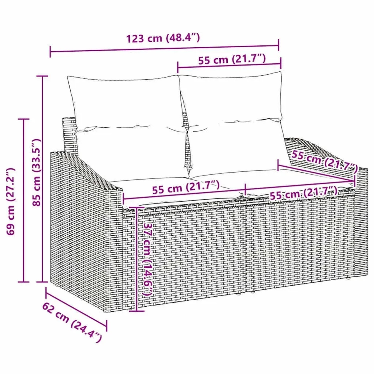 vidaXL Gartenmöbel Set, beige Poly Rattan, mit Maßen. Ideal für Terrasse und Garten.