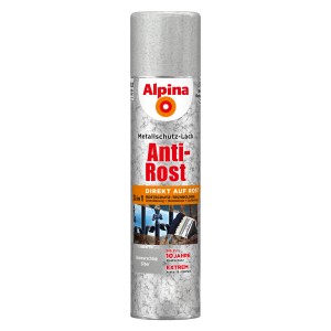 Alpina Metallschutz-Lack Anti-Rost Spray, Silber Hammerschlag, 400ml Dose.