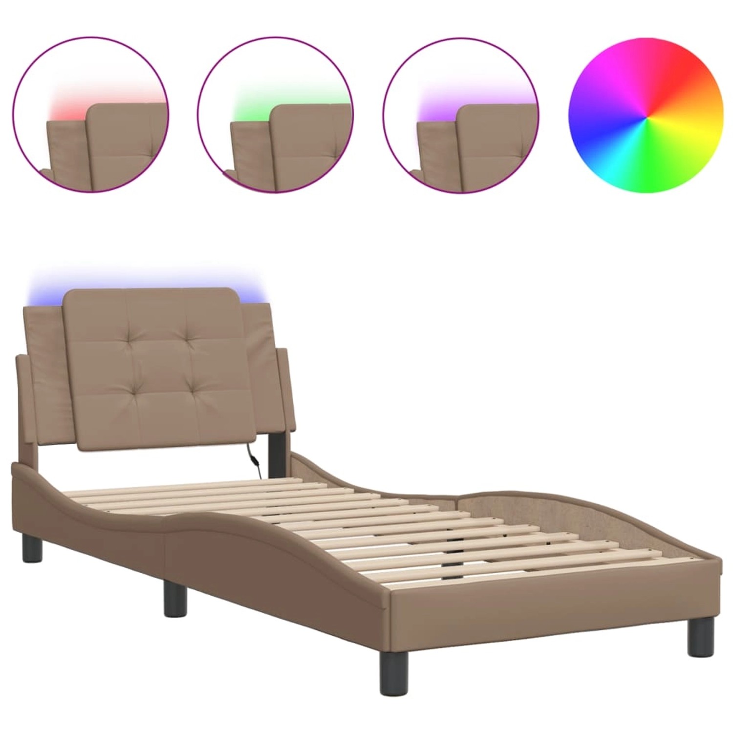 vidaXL Bettgestell mit LED ohne Matratze Zadar Cappuccino-Braun 90x200 cm K günstig online kaufen