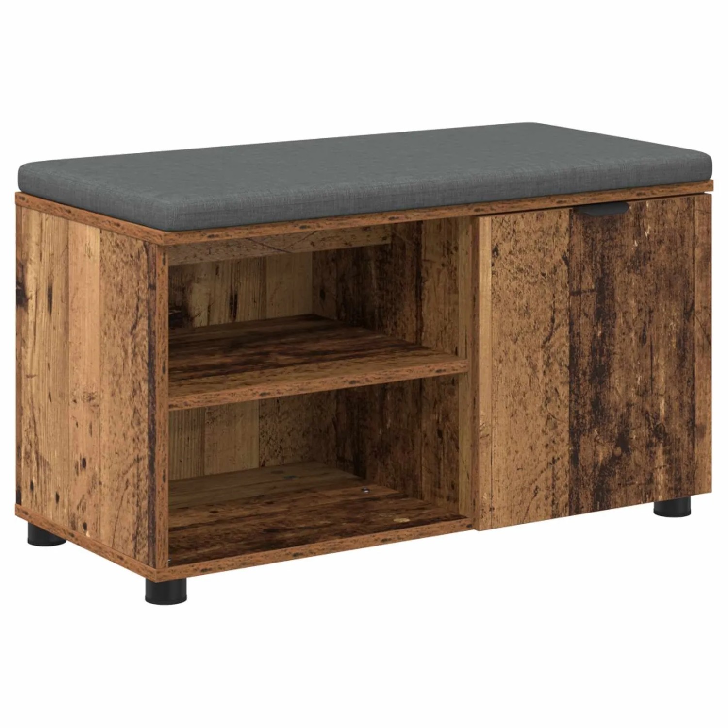 vidaXL Flurbank mit Kissen mit Regal mit Tür Altholz 80 x 38 x 46 cm 891510