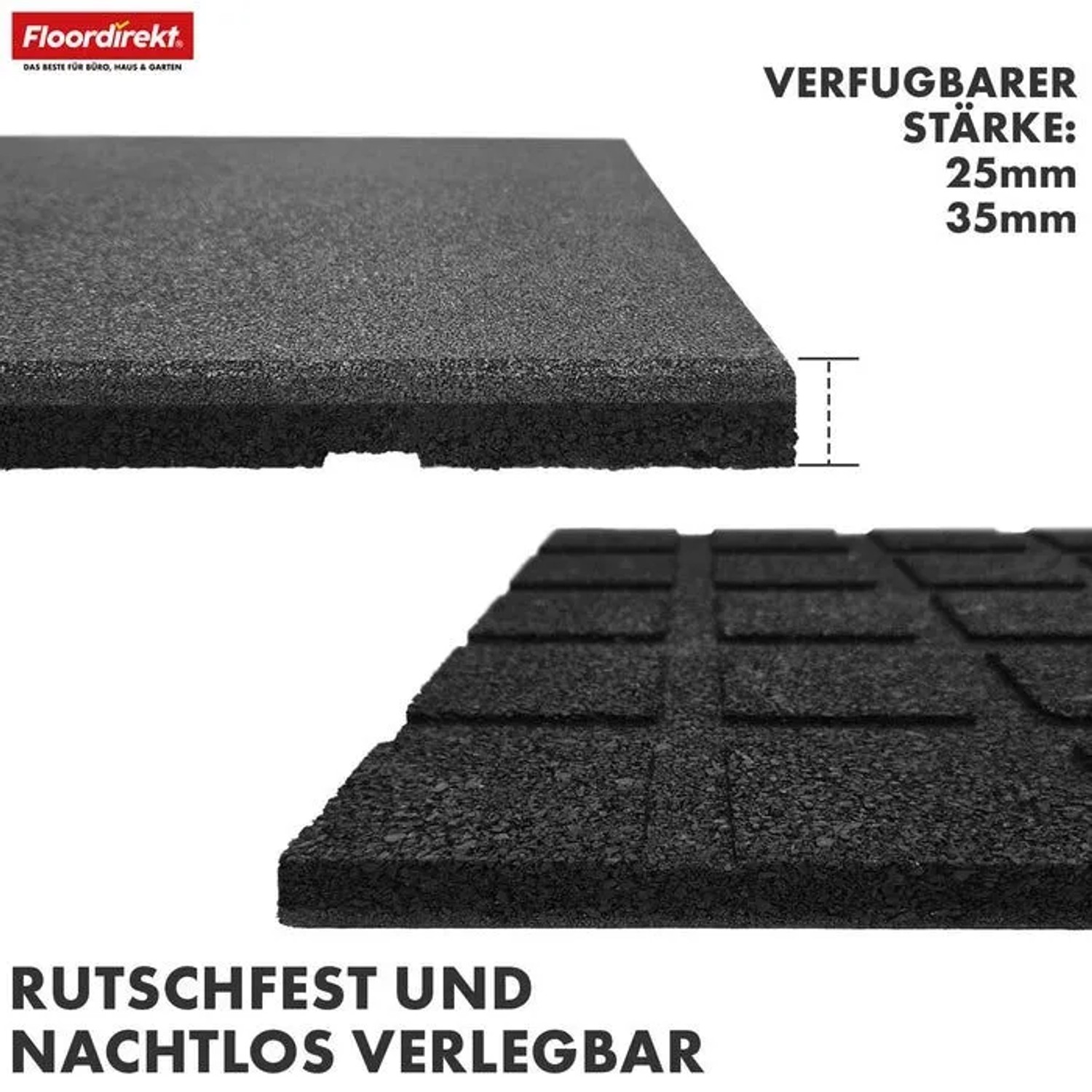 Floordirekt Fallschutzmatte Elastikmatte Fallschutzplatte mit Drainage 50 x 50 x 4 cm Grau_5