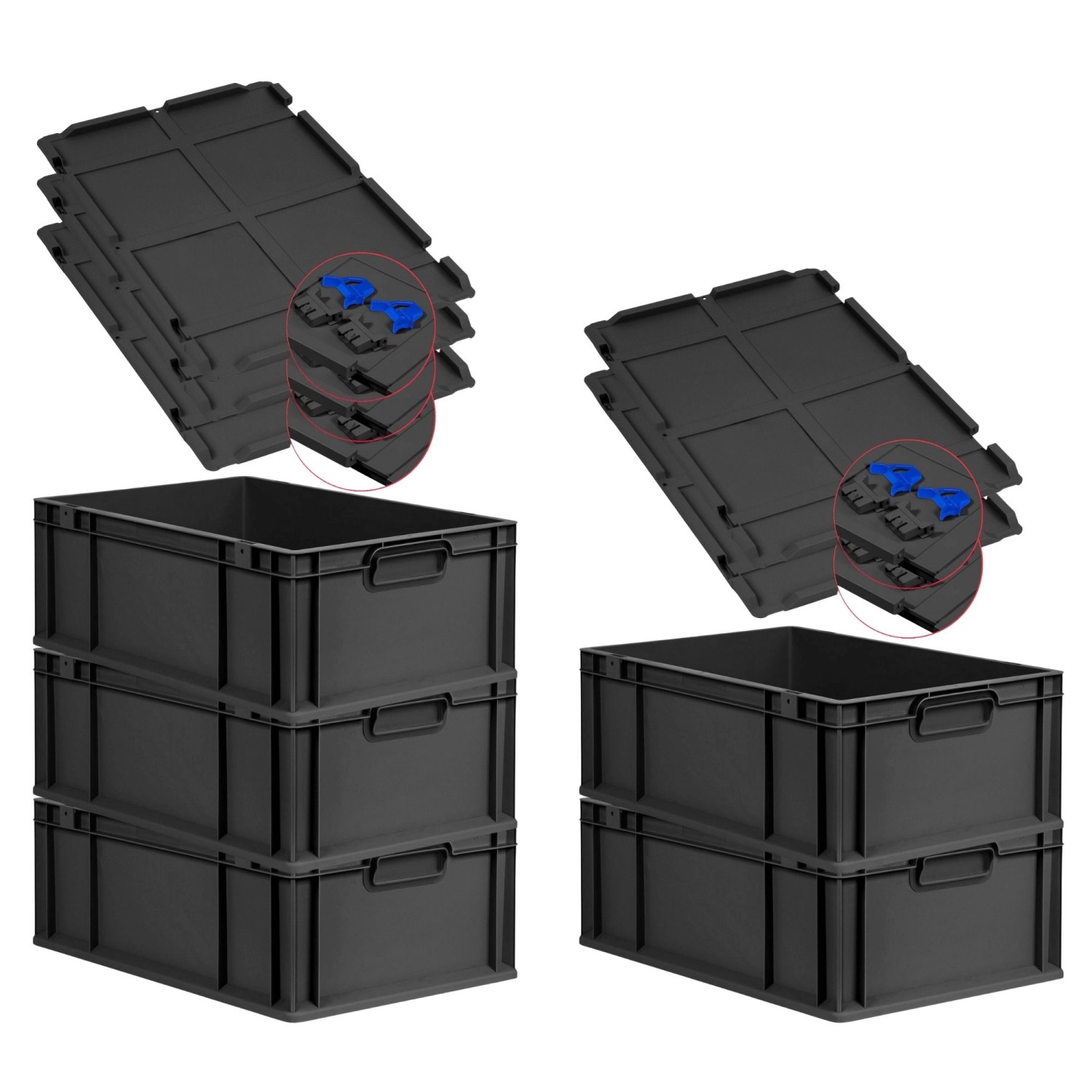 PROREGAL SuperSparSet 5x Eurobox Nextgen Grip Mit Scharnierdeckel Und Blaue günstig online kaufen