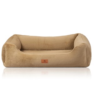 Braunes Knuffelwuff Hundebett Schnuffelupagus XL aus Kunstfell, orthopädisch.