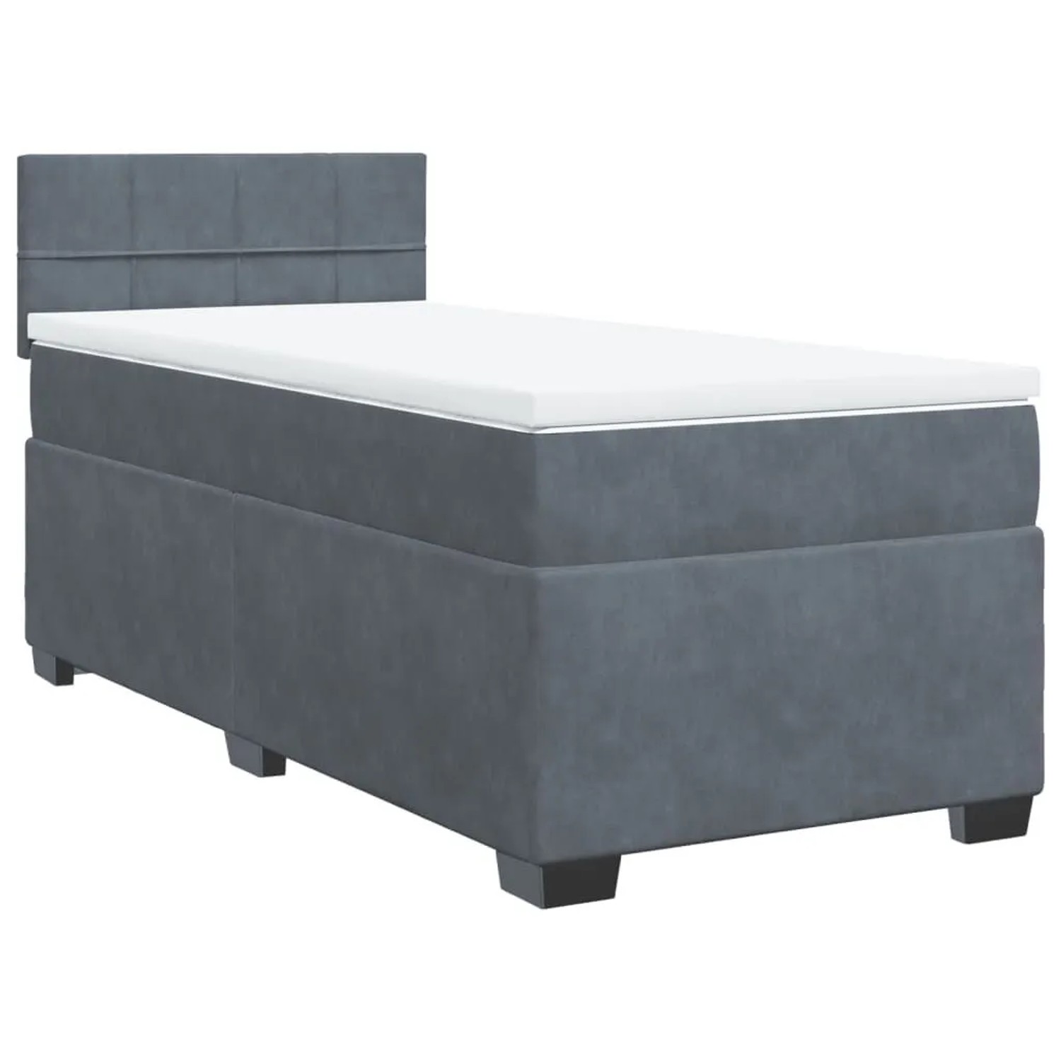 vidaXL Boxspringbett mit Matratze Dunkelgrau 90x200 cm Samt 3288523 günstig online kaufen