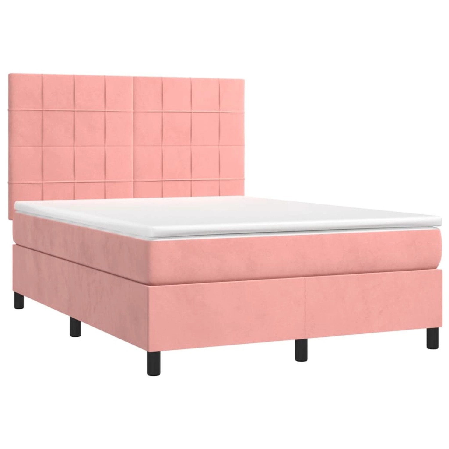 vidaXL Boxspringbett mit Matratze & LED Rosa 140x200 cm Samt 3136130 günstig online kaufen