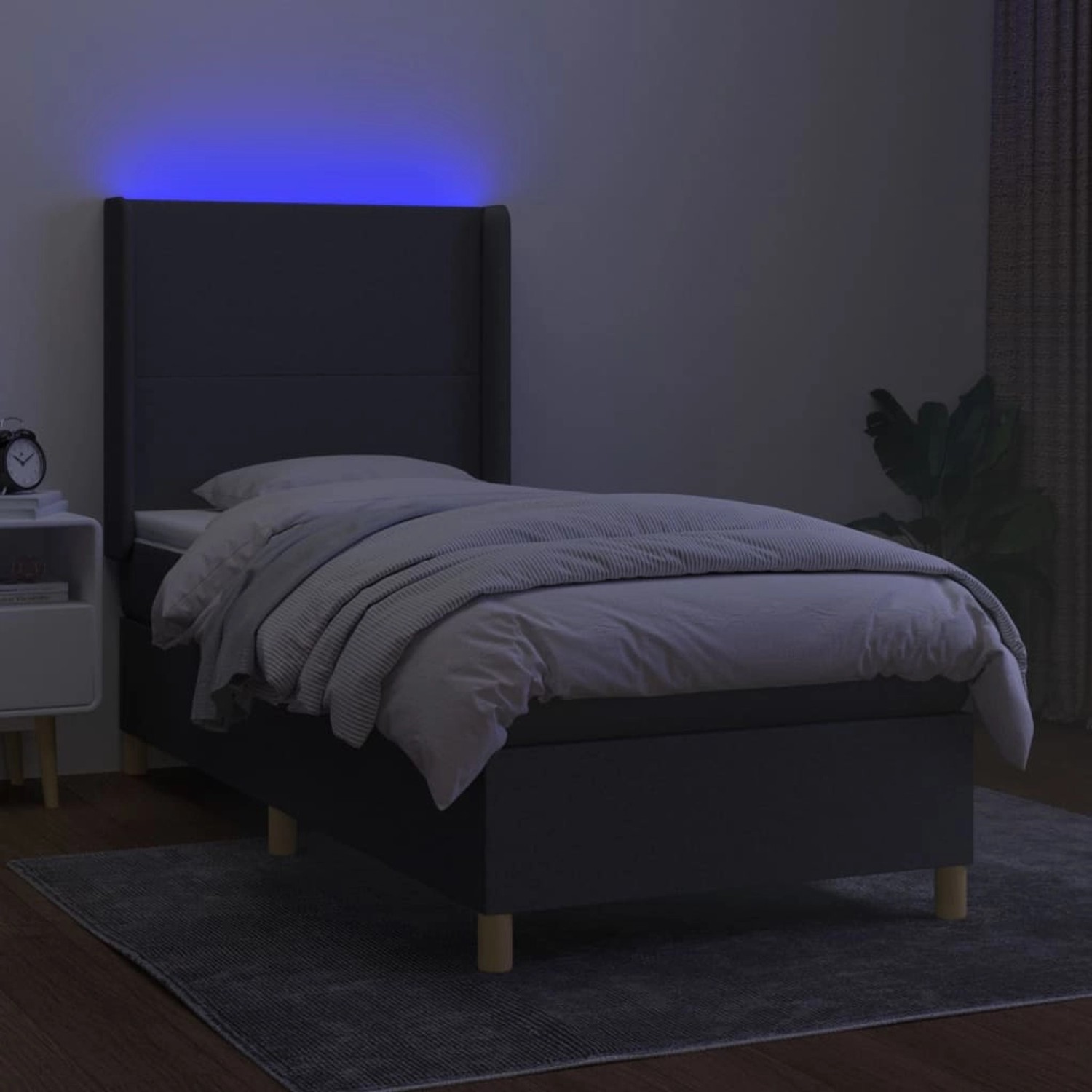 vidaXL Boxspringbett mit Matratze & LED Dunkelgrau 90x190 cm Stoff 3138678 günstig online kaufen