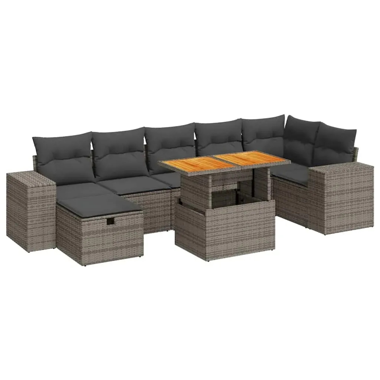 vidaXL 5-Tlg Garten-Sofagarnitur mit Kissen Grau Poly Rattan Akazie 3328096 günstig online kaufen