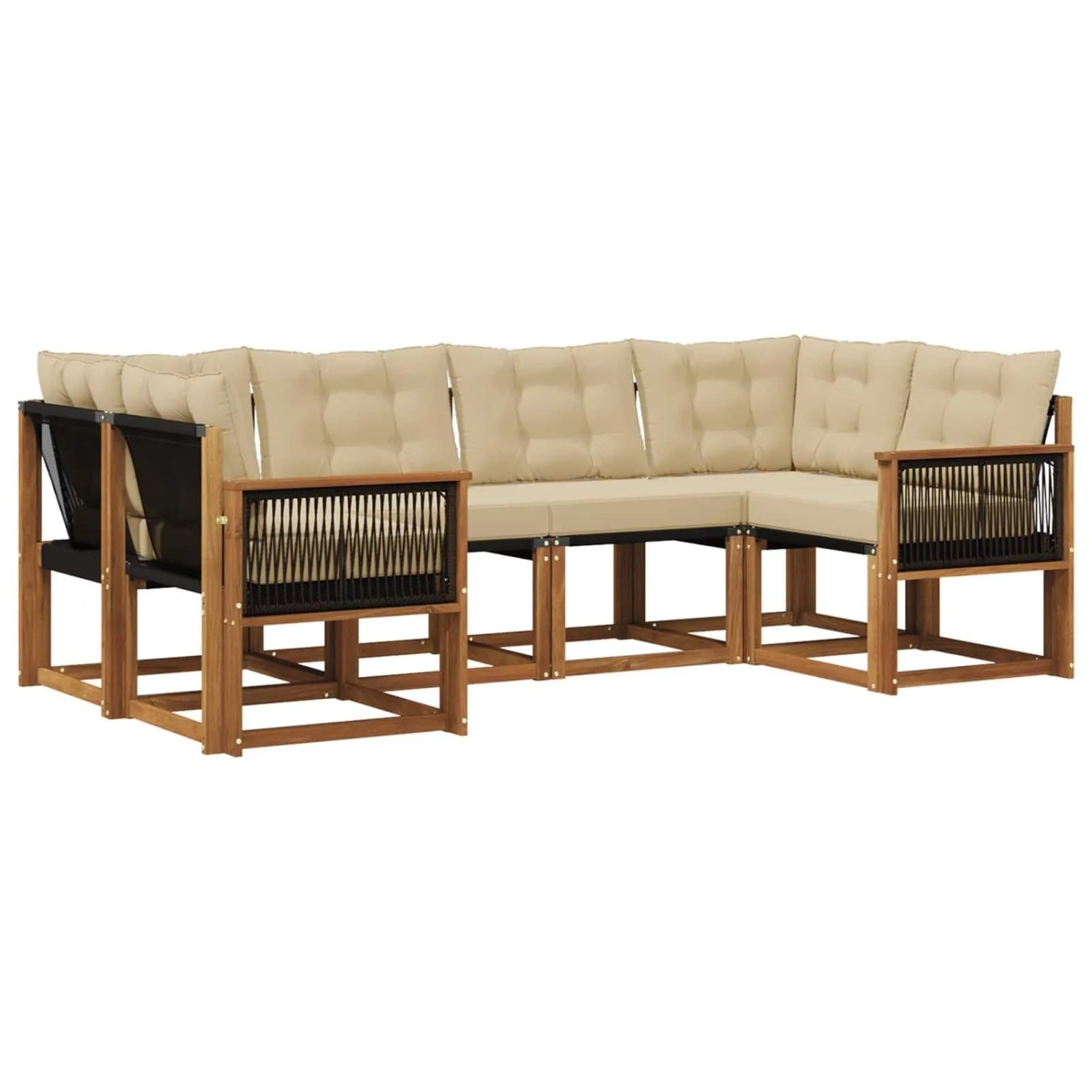 vidaXL Outdoor-Sofagarnitur mit Kissen 6 Stk Natur und Beige 3382177