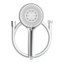 Schütte Handbrause-Set Torino Chrom mit 5 Strahlarten und Antikalk-Noppen.