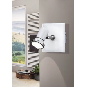 Weiße Eglo Tamara 1 Spotleuchte mit Chrom-Details, 3W GU10 Leuchtmittel für Bad.