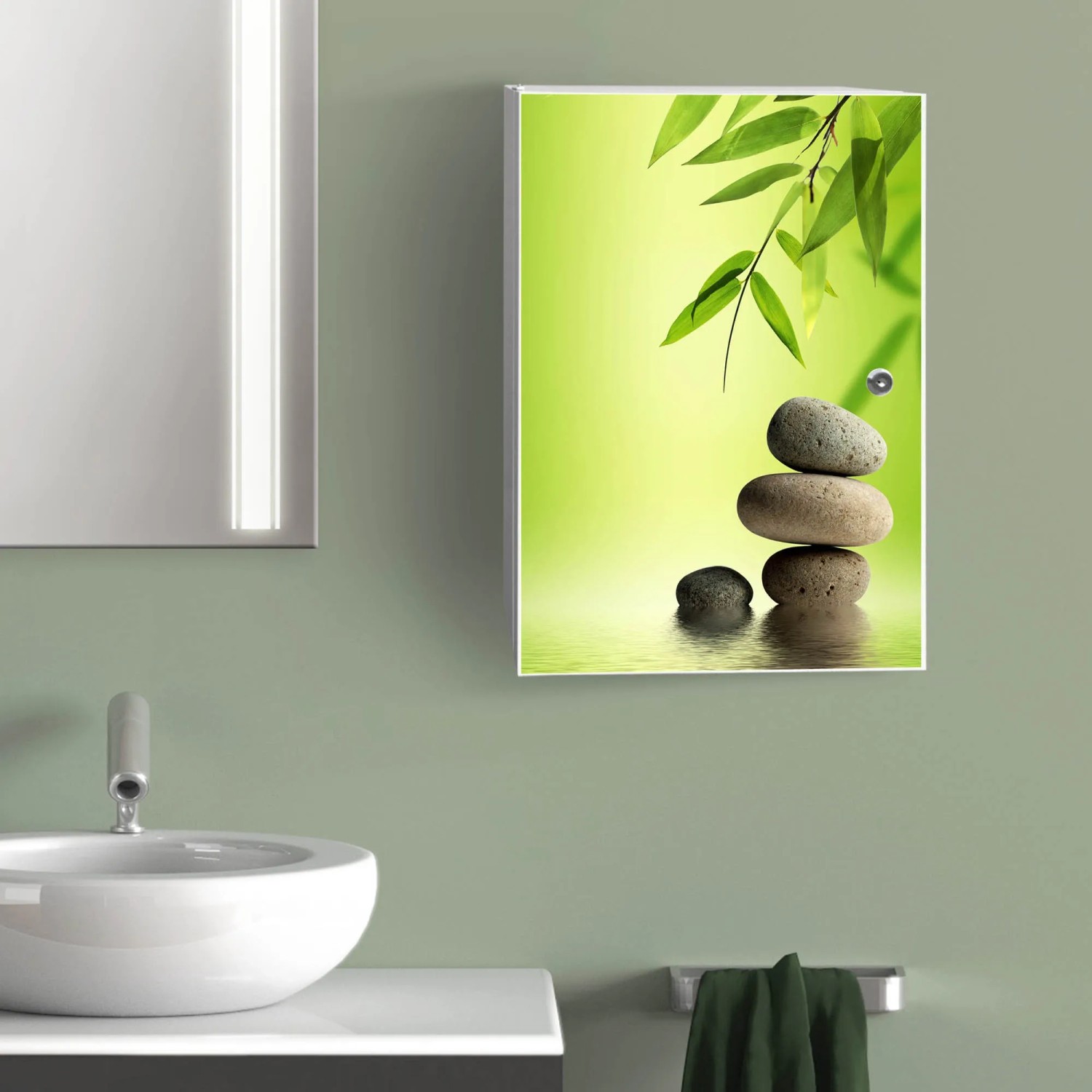 Aluminium Badezimmer-Spiegelschrank Bauernhaus-Stil – 66x76 Cm, Silber, Mit 3 Glasböden, Aufputzmontage