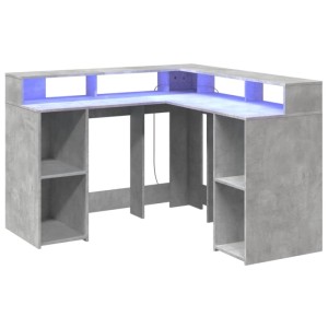 vidaXL LED-Schreibtisch Betongrau 130x130x91 cm Holzwerkstoff 3309450