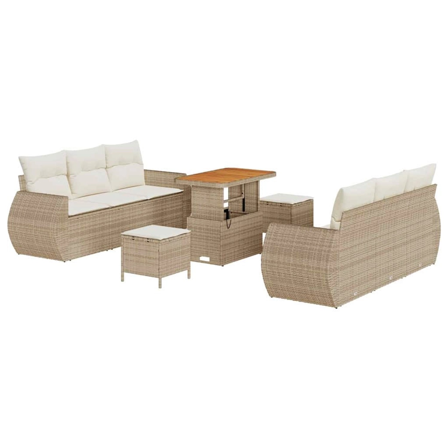 vidaXL Garten-Sofa-Set 9-Tlg Beige Poly Rattan 3361831 günstig online kaufen
