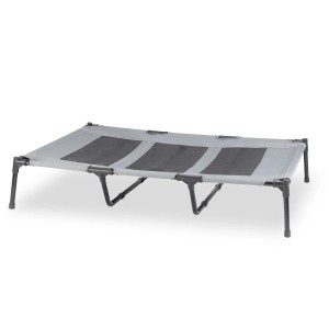 Knuffelwuff Hundeliege XXL, grau/schwarz, für In- und Outdoor, mit Sonnenschutz Dach.
