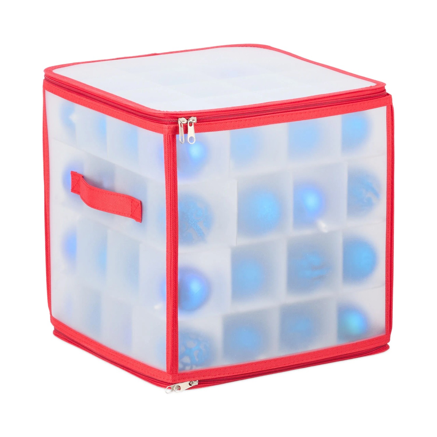 Relaxdays Weihnachtskugel Aufbewahrungsbox Kunststoff Transparent Rot Verstellbar 31 cm x 30 cm x 30 cm 0,6 kg
