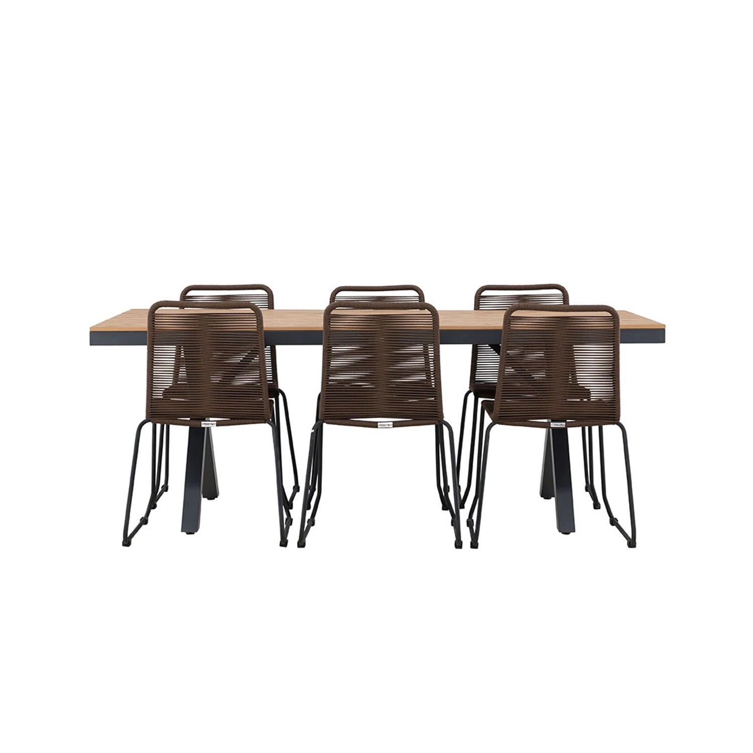 ebuy24 GarciaLindos Gartenset 1 Esstisch 6 Stühle Schwarz Tisch cm H74xB100 günstig online kaufen