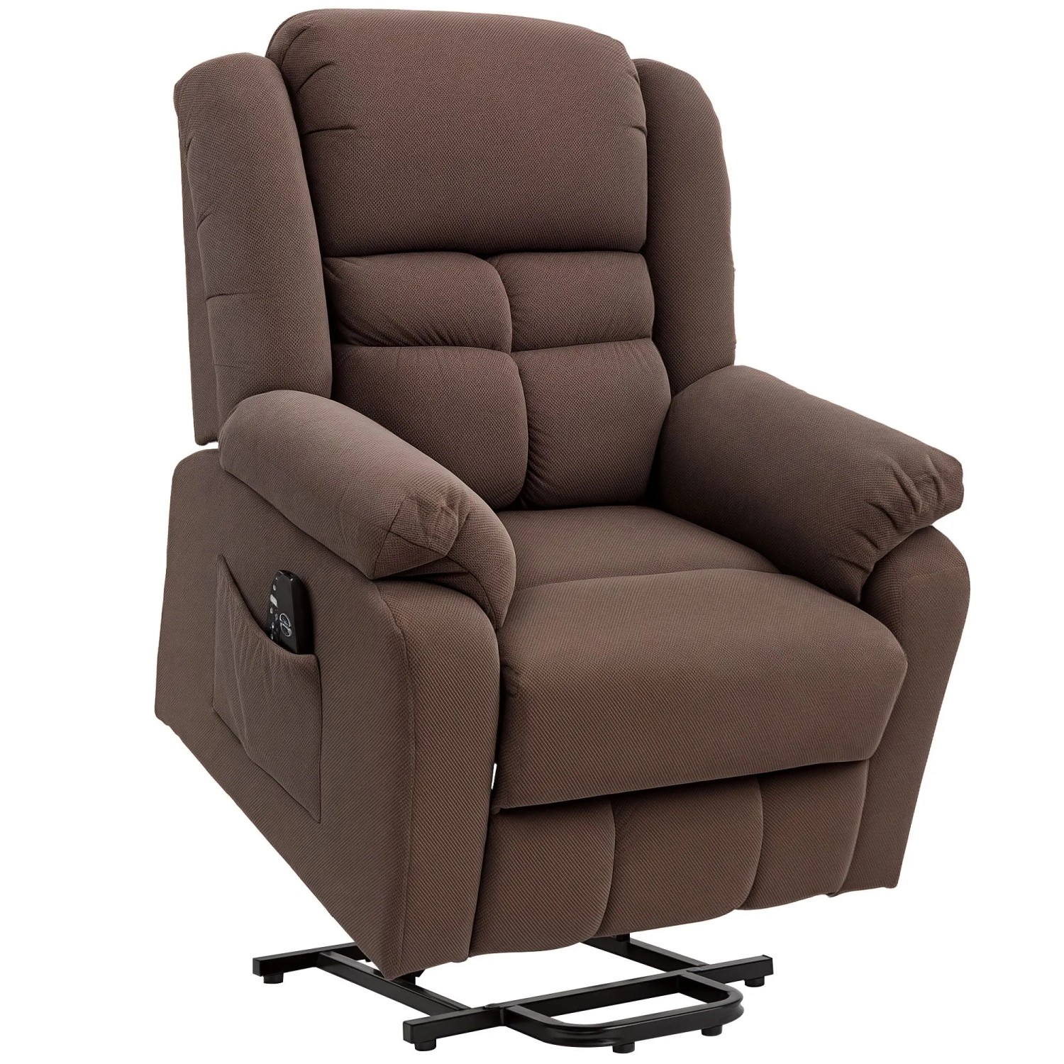 HOMCOM Fernsehsessel mit Aufstehhilfe Polyester Stahl Braun 92B x 102T x 104H cm