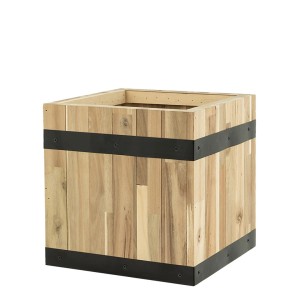 Quadratischer Pflanzwerk Pflanzkübel Cube aus Akazienholz, 28x28x28 cm.