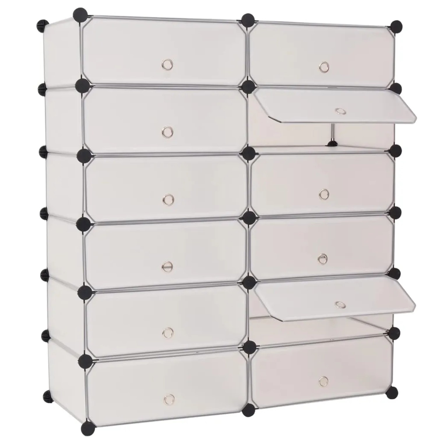 vidaXL Schuh-Organizer Zusammenklappbar mit 12 Fächern Weiß 244921