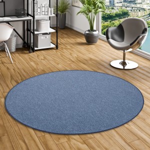 Runder, dunkelblauer Snapstyle Feinschlingen Velour Teppich Strong, 200cm Durchmesser.