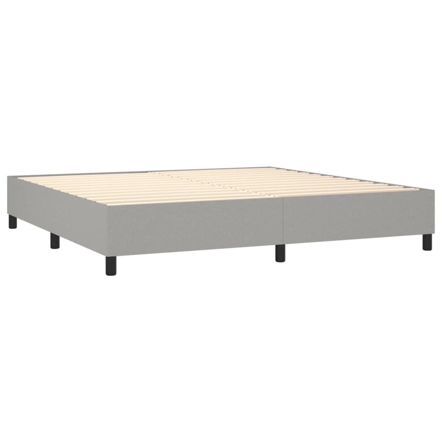 vidaXL Boxspringbett, hellgrauer Stoff, 200x200 cm. Bettrahmen mit Lattenrost, ohne Matratze.