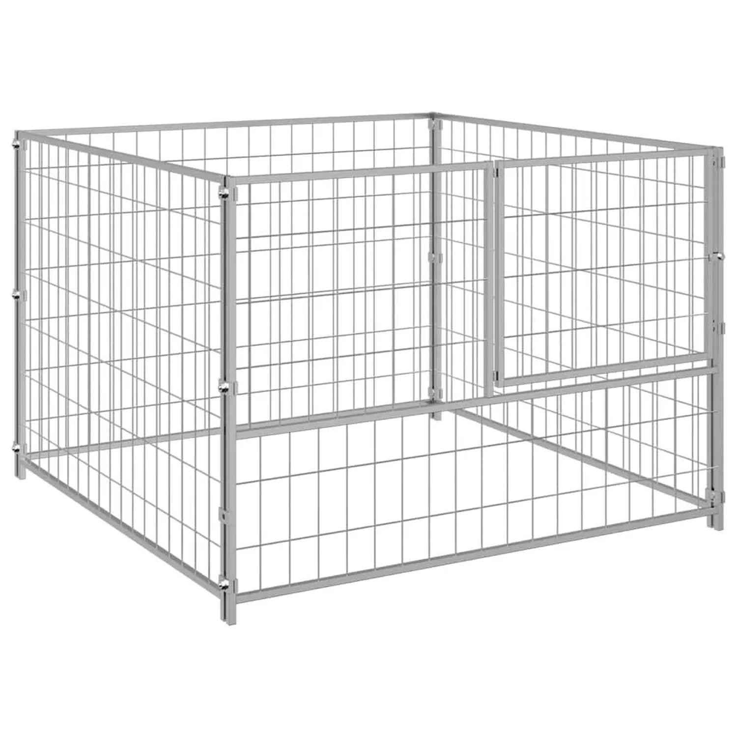 vidaXL Hundezwinger Silbern 100x100x70 cm Stahl 150792