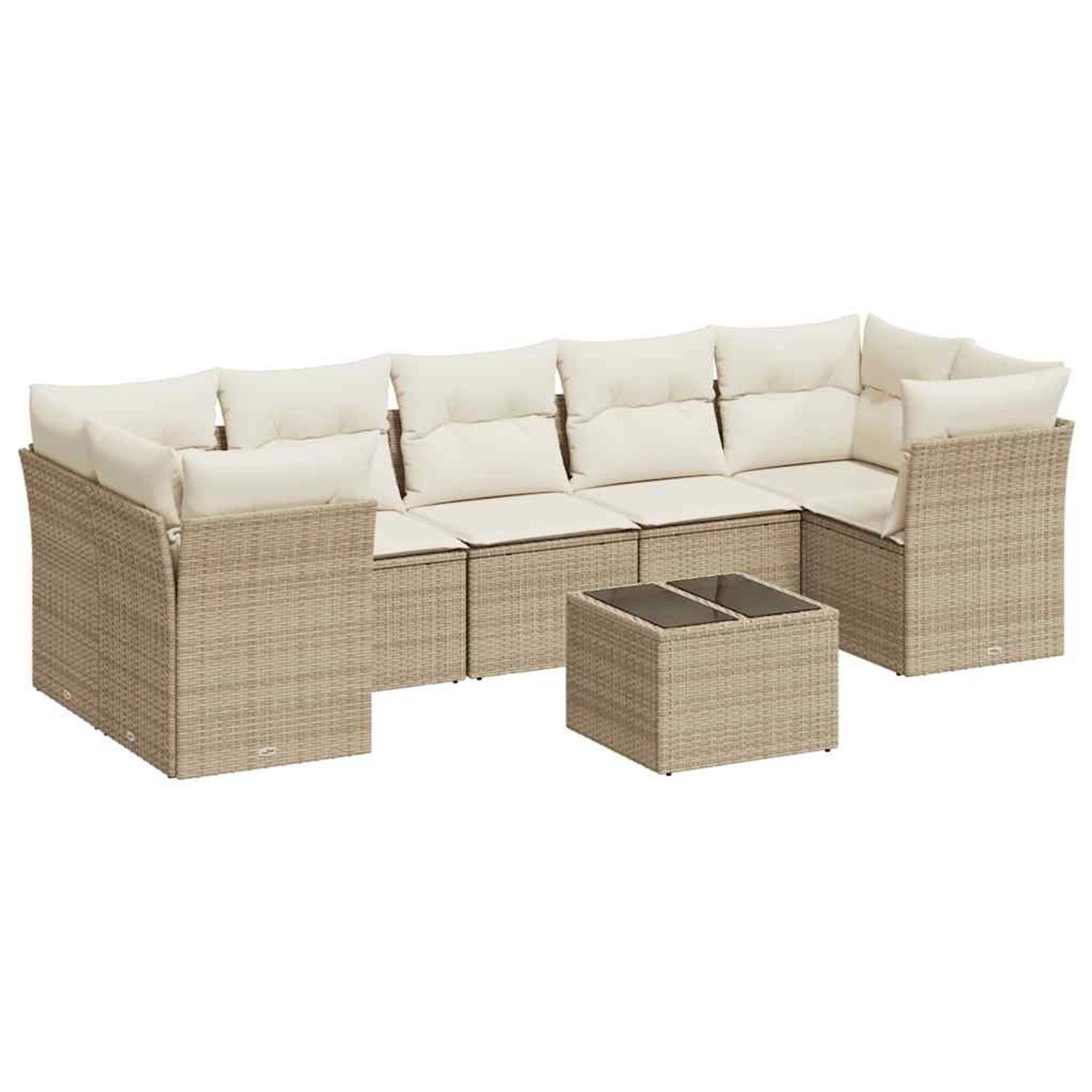 vidaXL 8-Tlg Garten-Sofagarnitur mit Kissen Beige Poly Rattan 3217288 günstig online kaufen