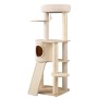 Costway Katzenmöbel Kletterbaum Katzenbaum mit Kratztonne Natur 143 cm