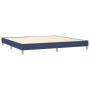 Blaues vidaXL Boxspringbett 200x200 cm mit Holzlattenrost und Füßen.