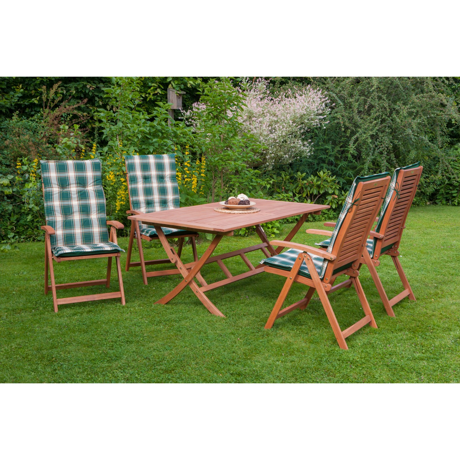 Merxx La Plata Gartenmöbel-Set 9-tlg. 4 Klappsessel inkl. Auflagen Klapptis günstig online kaufen