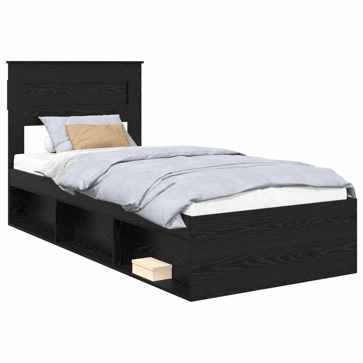 vidaXL Bettrahmen Schwarz 100 x 200 cm Massives Kiefernholz 3409792