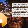 Weiße Satisfire Partylichterkette mit warmweißen LED Kugellampen für Biergarten & Garten.