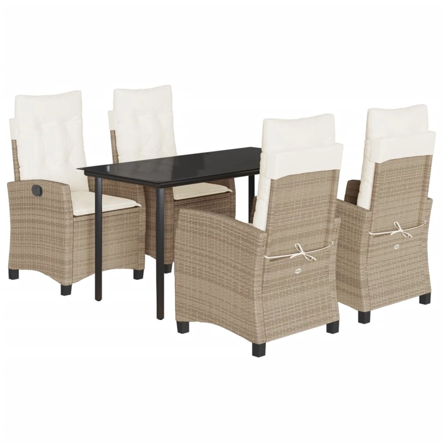 vidaXL 5-Tlg Garten-Essgruppe mit Kissen Beige Poly Rattan 3212815 günstig online kaufen