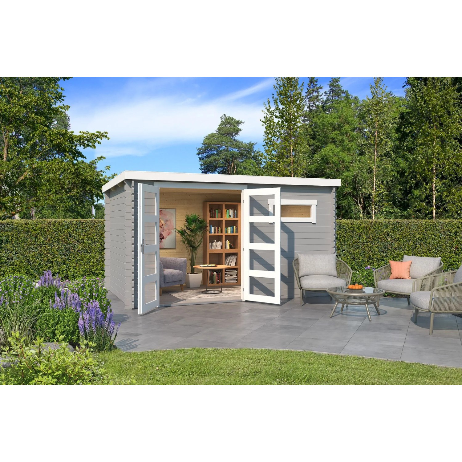 Lasita Gartenhaus Augusta 380 cm x 230 cm Lichtgrau