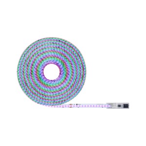 SimpLED RGBIC LED-Streifen Set, 10m, aufgerollt, mit dynamischen Farbwechseln und Steuereinheit.