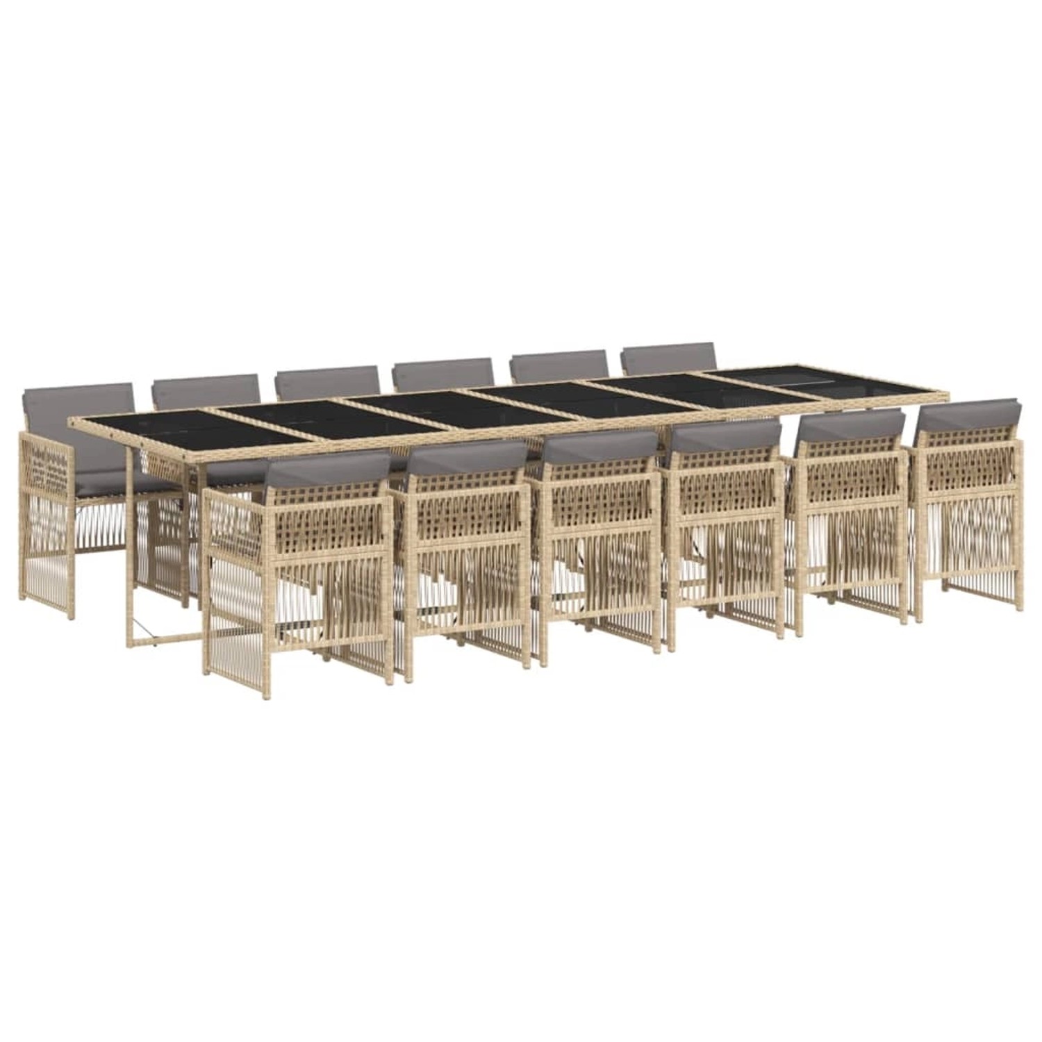 vidaXL 13-Tlg Garten-Essgruppe mit Kissen Beigemischung Poly Rattan 3210948 günstig online kaufen