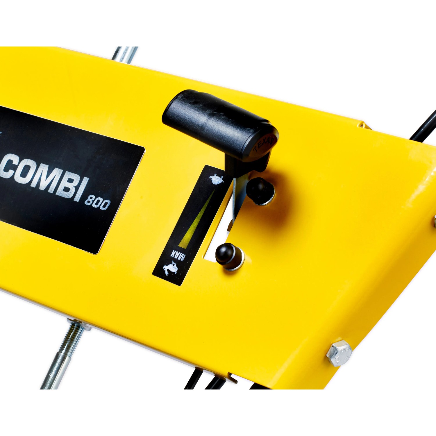 Detailansicht der Bedienelemente des Texas Combigerät 800 TG Kehrmaschine.