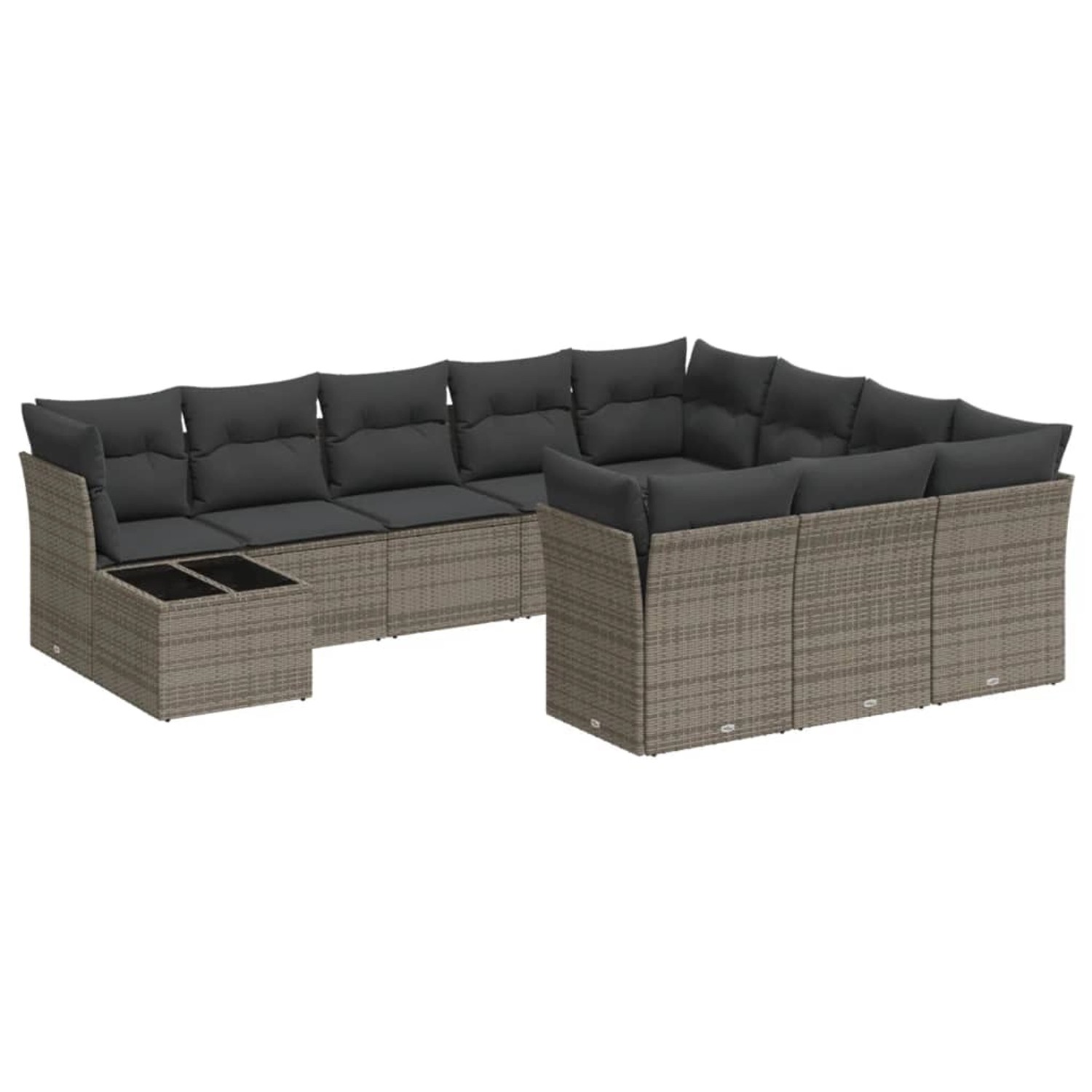 vidaXL 11-Tlg Garten-Sofagarnitur mit Kissen Grau Poly Rattan 3218260 günstig online kaufen