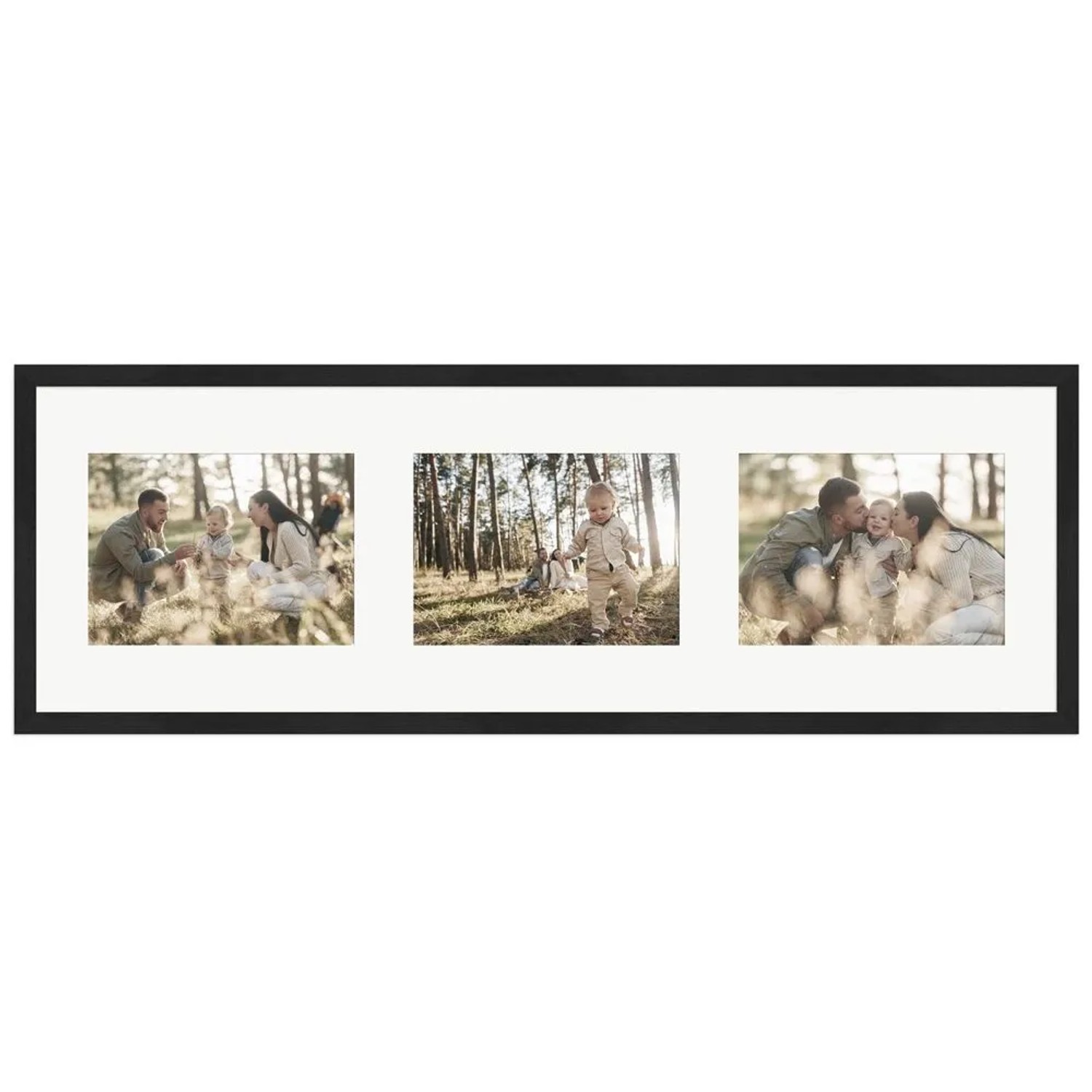 WANDStyle Galerierahmen G950 in Schwarz Gemasert 23 x 70 cm für 3 Bilder im Format 13 x 18 cm