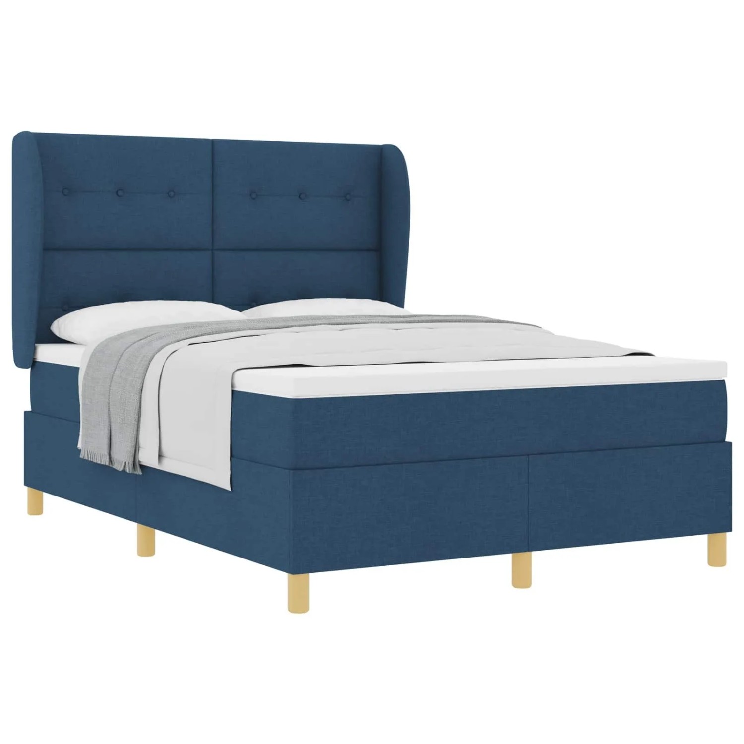vidaXL Boxspringbett mit Matratze Dunkelgrau 90x190 cm Blau 3340752