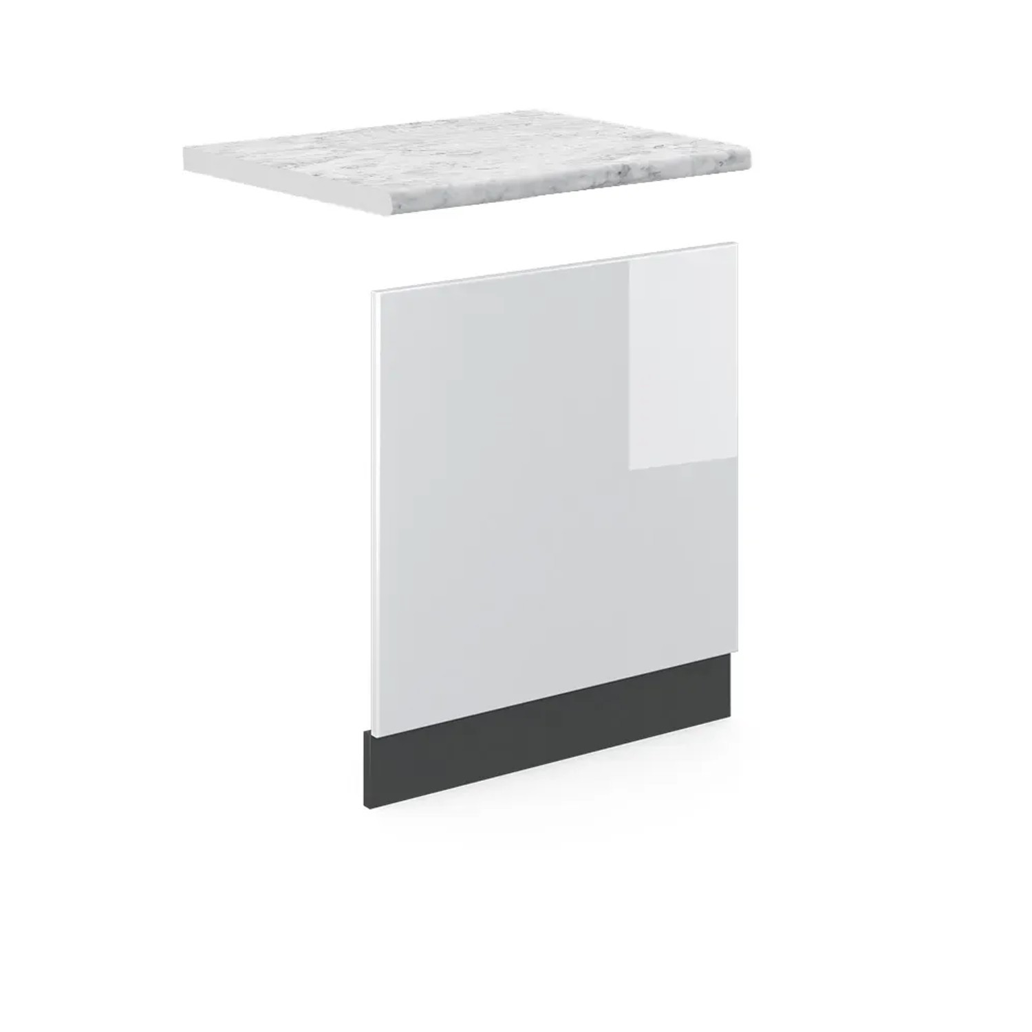 Vicco Frontblende R-Line Geschirrspüler Fronttür Weiß/Anthrazit AP Marmor mit Anthrazit Korpus