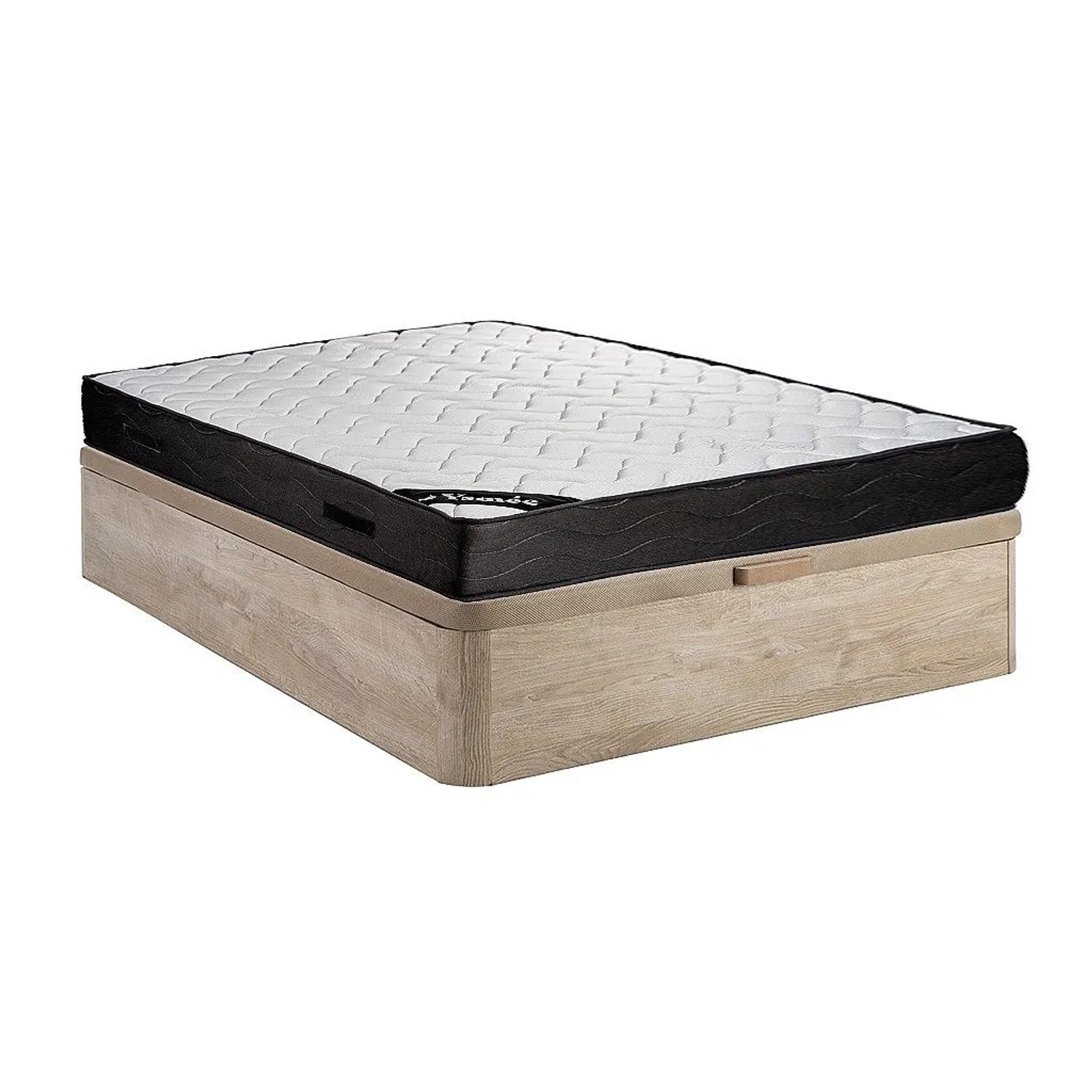Vente-unique Matratze Und Bettgestell Mit Lattenrost Und Bettkasten Merisi Naturfarben Hell 200 cm