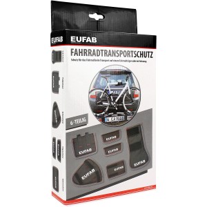 Eufab Fahrrad-Transport-Schutz-Set, 6-teilig, für Fahrradträger und Autoinnenraum. Inklusive Aufbewahrungstasche.