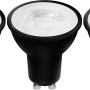 3er-Set GU10 LED-Spots in Schwarz mit warmweißem Licht für Innenräume.
