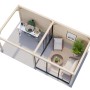 Palmako Pavillon Bianca Set 205, 588x300cm, weiß lackiert, mit Schiebetüren und Grillplatz. Weekendhaus aus Holz.