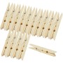 Bestlivings Wäscheklammern aus Bambus, 6 cm, 48 Stück. Naturfarbene Holzklammern mit Metallfeder.