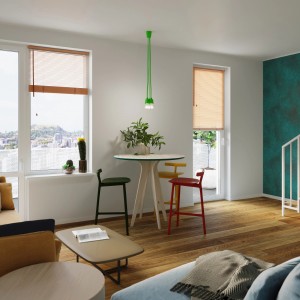 Grüne Sollux Lighting Hängeleuchte Diego 5 im modernen Wohnraum.