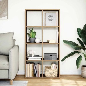 vidaXL Raumteiler-Bücherregal Artisan-Eiche, 8 Fächer, Holzwerkstoff, für Bücher & Deko im Wohnbereich.