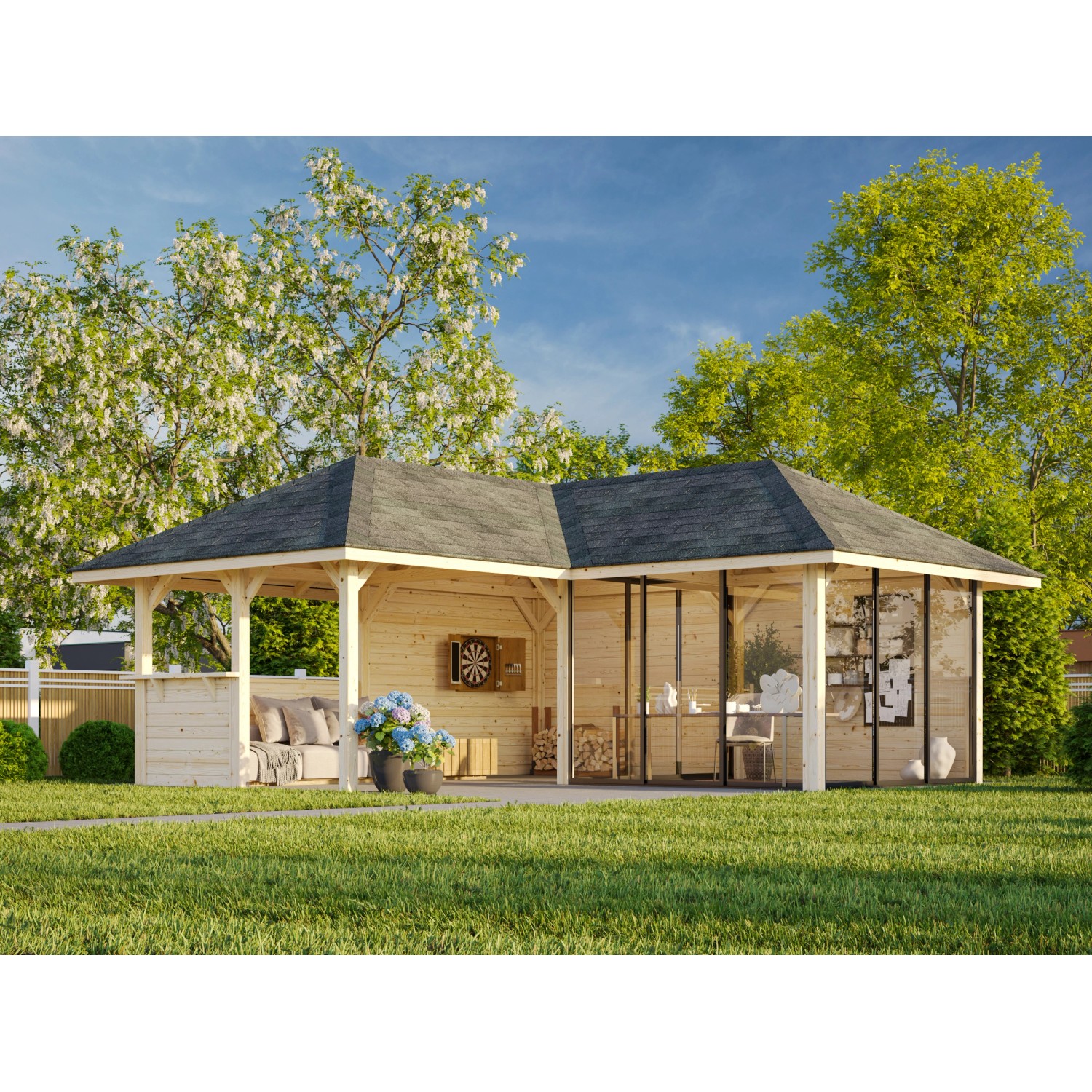 Palmako Pavillon Bianca Set 210 Slide 588 x 588 cm Lackiert Weiß FSC® günstig online kaufen